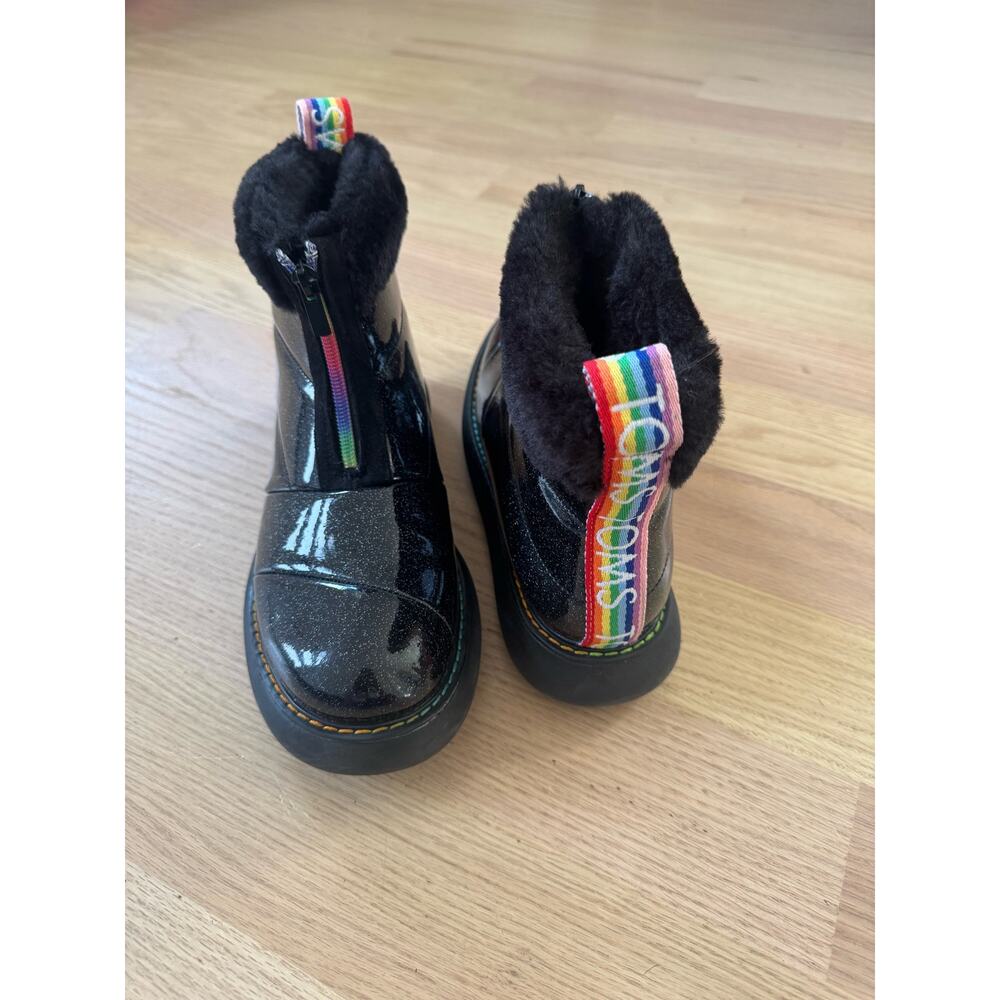 Toms Womens Alpargata Mallow Puffer‎ High Top Size 9 Black Coated Glitter